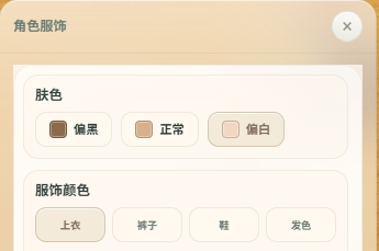 角色服饰面板